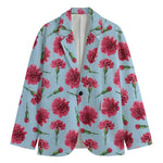 Pink Carnation Pattern Print Men's Blazer