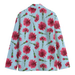 Pink Carnation Pattern Print Men's Blazer