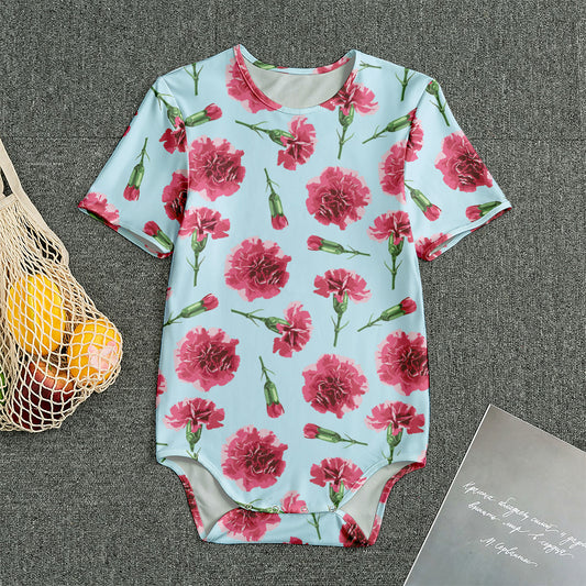 Pink Carnation Pattern Print Men's Bodysuit