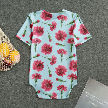Pink Carnation Pattern Print Men's Bodysuit