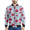 Pink Carnation Pattern Print Men's Bomber Jacket