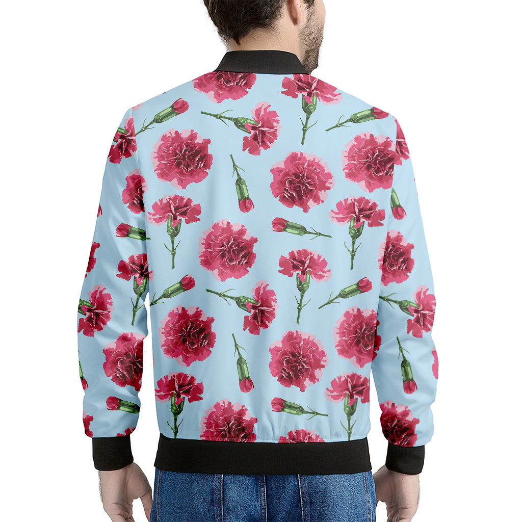 Pink Carnation Pattern Print Men's Bomber Jacket