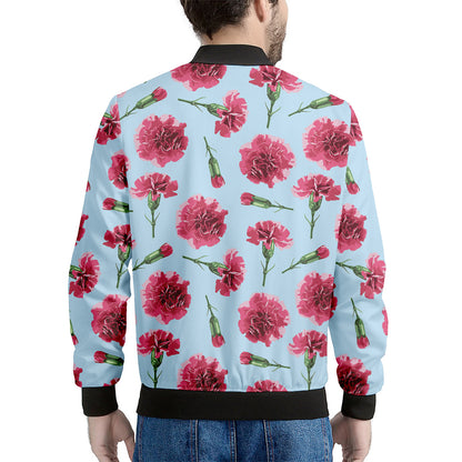 Pink Carnation Pattern Print Men's Bomber Jacket