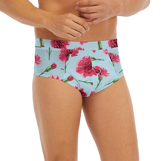 Pink Carnation Pattern Print Men's Briefs
