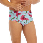 Pink Carnation Pattern Print Men's Briefs