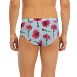 Pink Carnation Pattern Print Men's Briefs