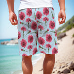 Pink Carnation Pattern Print Men's Cargo Shorts