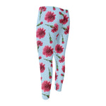 Pink Carnation Pattern Print Men's Compression Pants