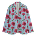 Pink Carnation Pattern Print Men's Cotton Blazer