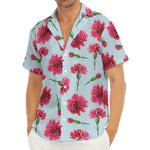 Pink Carnation Pattern Print Men's Deep V-Neck Shirt