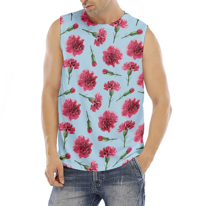 Pink Carnation Pattern Print Men's Fitness Tank Top