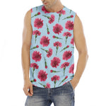 Pink Carnation Pattern Print Men's Fitness Tank Top