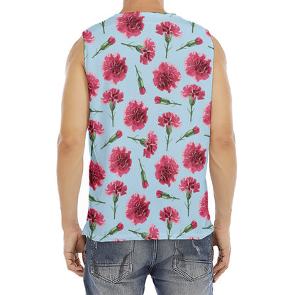Pink Carnation Pattern Print Men's Fitness Tank Top