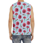 Pink Carnation Pattern Print Men's Fitness Tank Top