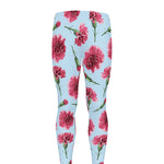 Pink Carnation Pattern Print Men's leggings