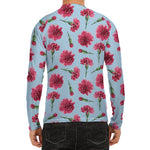 Pink Carnation Pattern Print Men's Long Sleeve Rash Guard