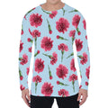 Pink Carnation Pattern Print Men's Long Sleeve T-Shirt