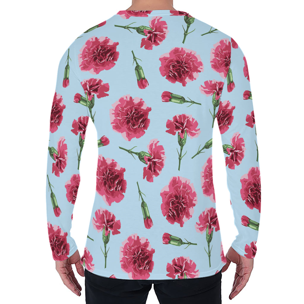 Pink Carnation Pattern Print Men's Long Sleeve T-Shirt