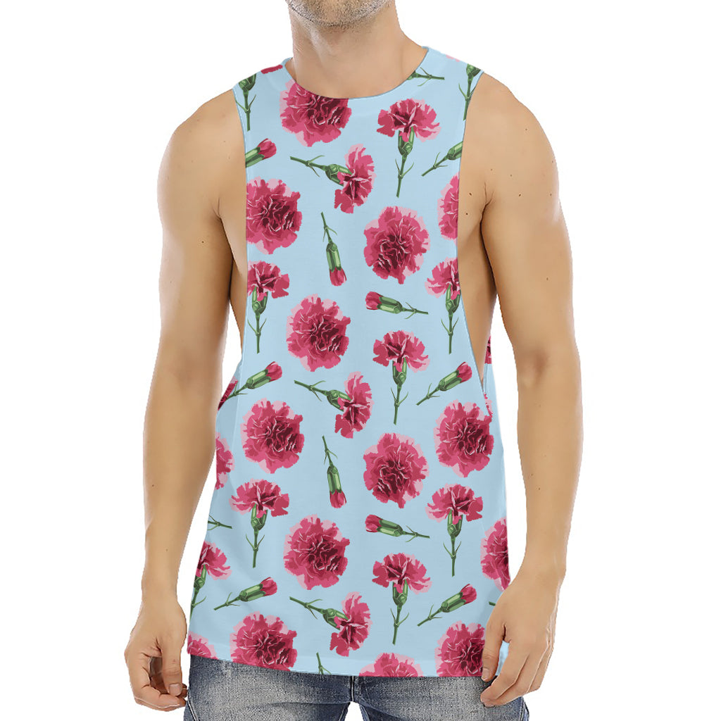 Pink Carnation Pattern Print Men's Muscle Tank Top