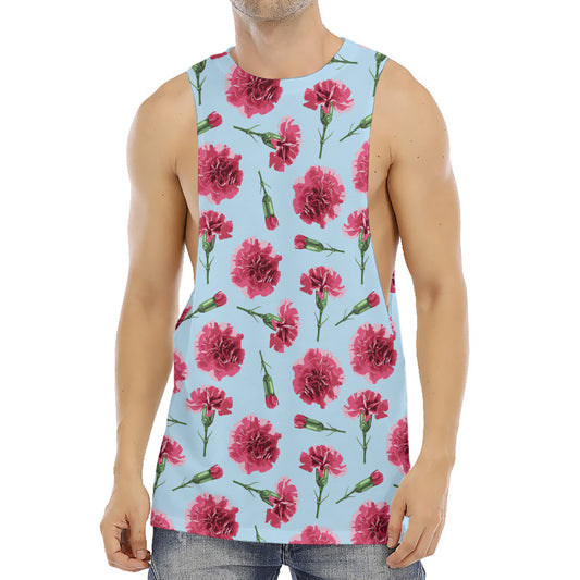 Pink Carnation Pattern Print Men's Muscle Tank Top