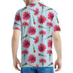 Pink Carnation Pattern Print Men's Polo Shirt