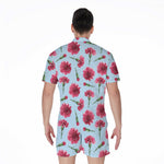 Pink Carnation Pattern Print Men's Rompers