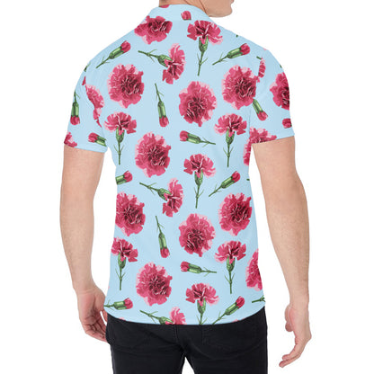 Pink Carnation Pattern Print Men's Shirt