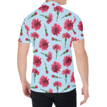 Pink Carnation Pattern Print Men's Shirt