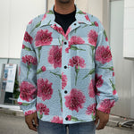 Pink Carnation Pattern Print Men's Shirt Jacket