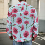 Pink Carnation Pattern Print Men's Shirt Jacket