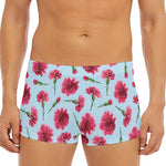 Pink Carnation Pattern Print Men's Short Boxer Briefs