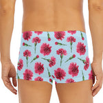 Pink Carnation Pattern Print Men's Short Boxer Briefs