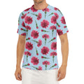 Pink Carnation Pattern Print Men's Short Sleeve Rash Guard