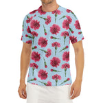 Pink Carnation Pattern Print Men's Short Sleeve Rash Guard
