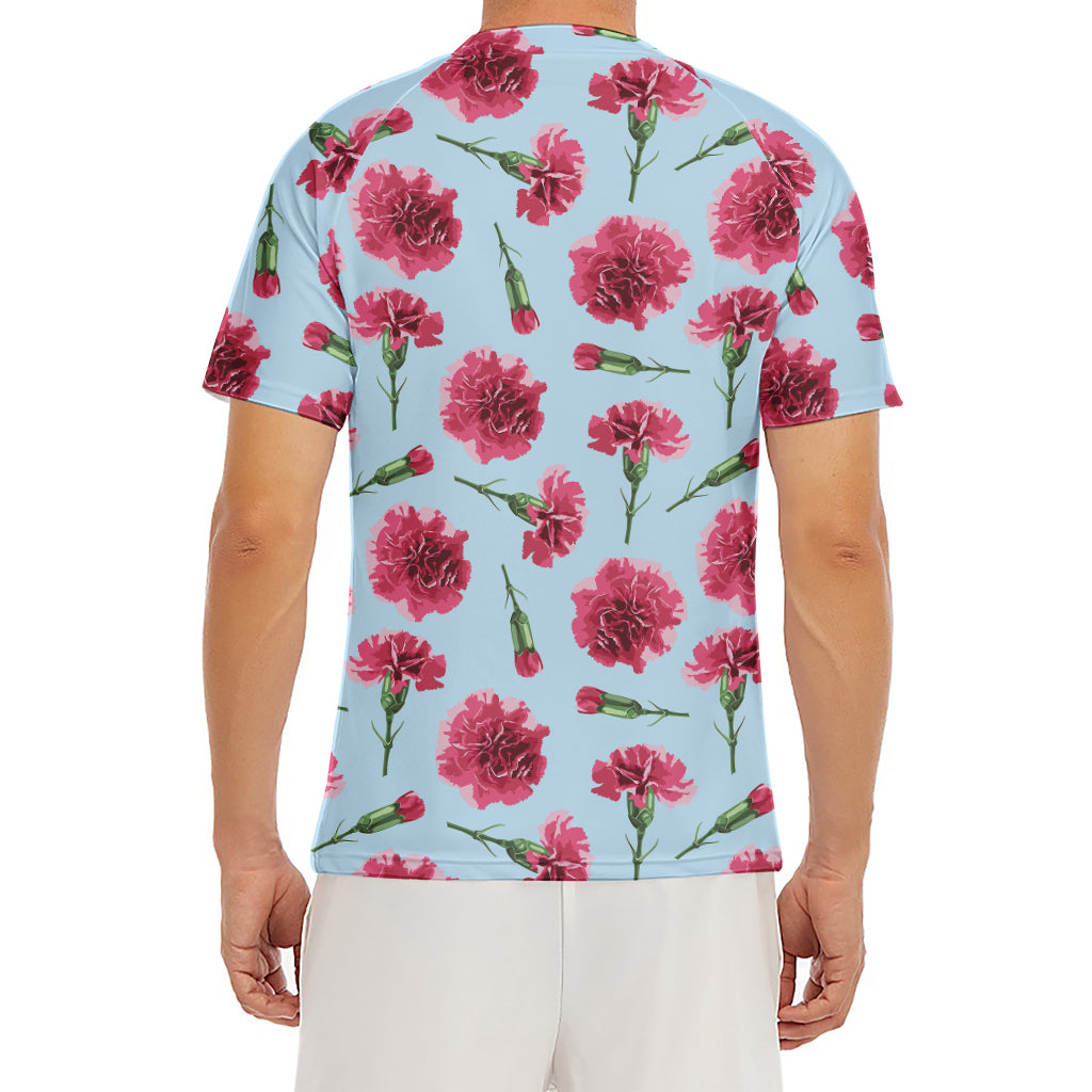 Pink Carnation Pattern Print Men's Short Sleeve Rash Guard