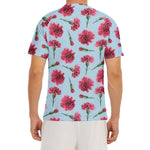 Pink Carnation Pattern Print Men's Short Sleeve Rash Guard