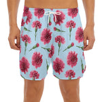 Pink Carnation Pattern Print Men's Split Running Shorts