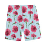 Pink Carnation Pattern Print Men's Sports Shorts