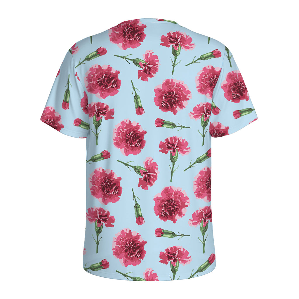 Pink Carnation Pattern Print Men's Sports T-Shirt