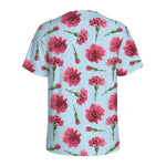 Pink Carnation Pattern Print Men's Sports T-Shirt