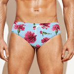 Pink Carnation Pattern Print Men's Swim Briefs