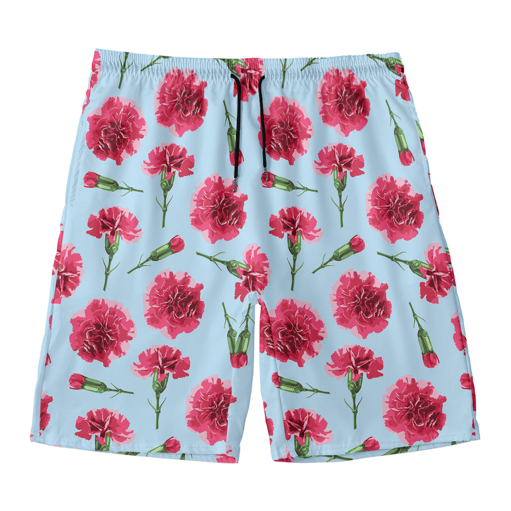 Pink Carnation Pattern Print Men's Swim Trunks