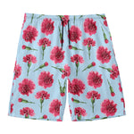 Pink Carnation Pattern Print Men's Swim Trunks