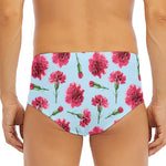 Pink Carnation Pattern Print Men's Triangle Swim Briefs