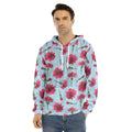 Pink Carnation Pattern Print Men's Velvet Pullover Hoodie