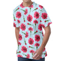 Pink Carnation Pattern Print Men's Velvet T-Shirt