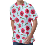 Pink Carnation Pattern Print Men's Velvet T-Shirt
