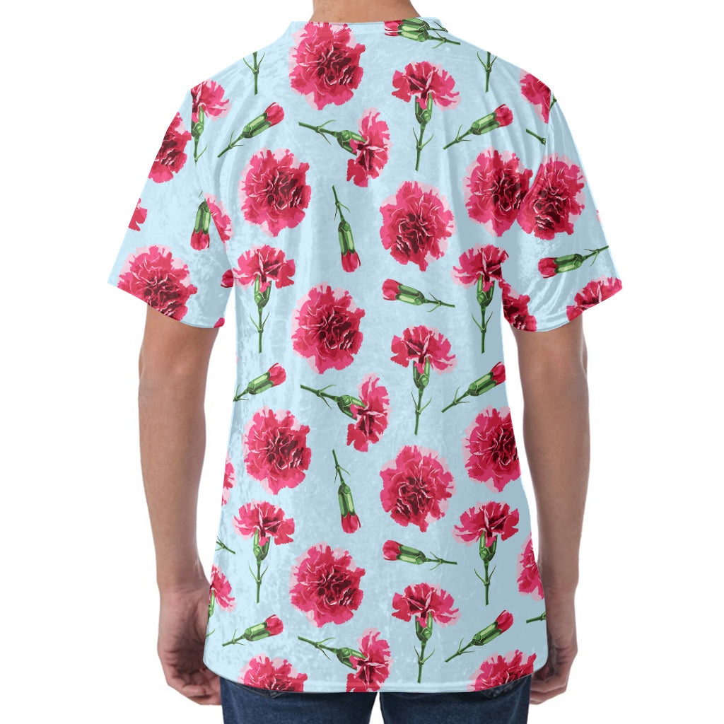Pink Carnation Pattern Print Men's Velvet T-Shirt