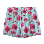Pink Carnation Pattern Print Mesh Shorts