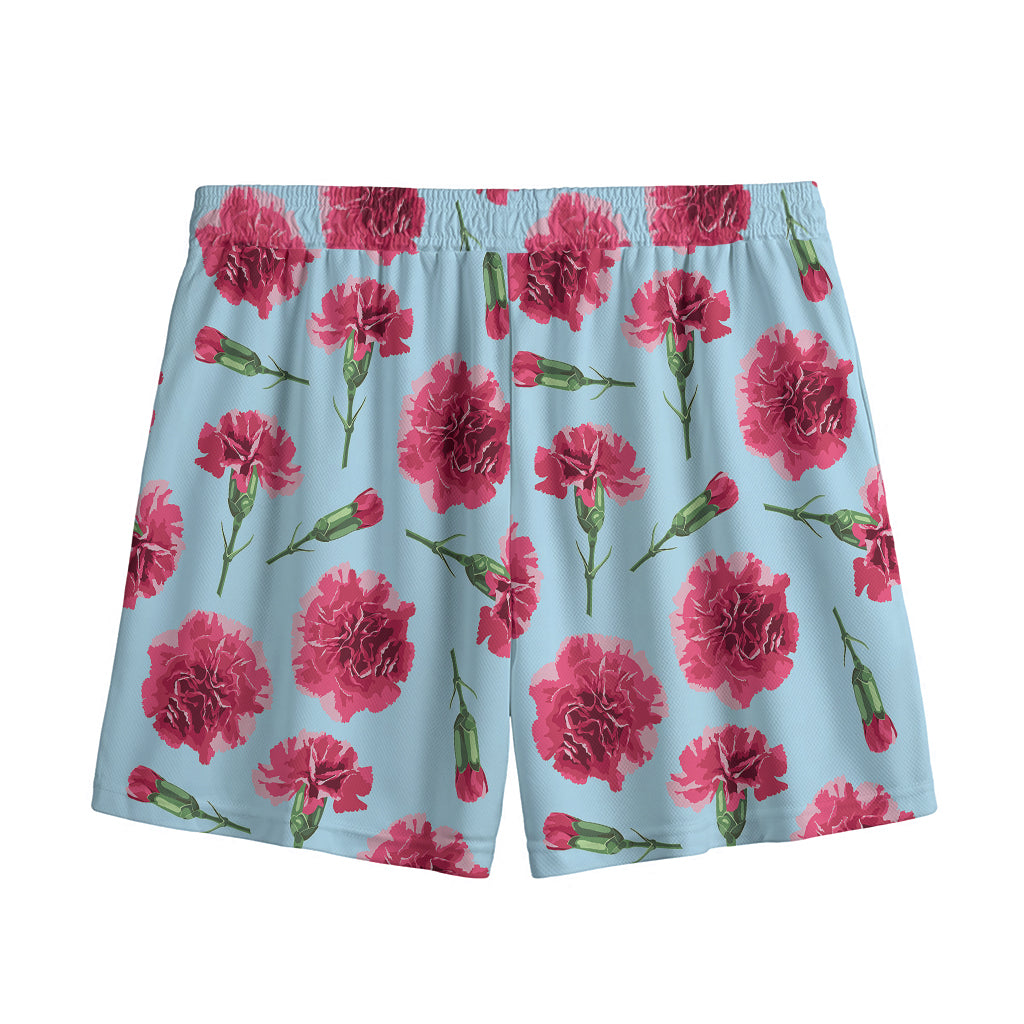 Pink Carnation Pattern Print Mesh Shorts